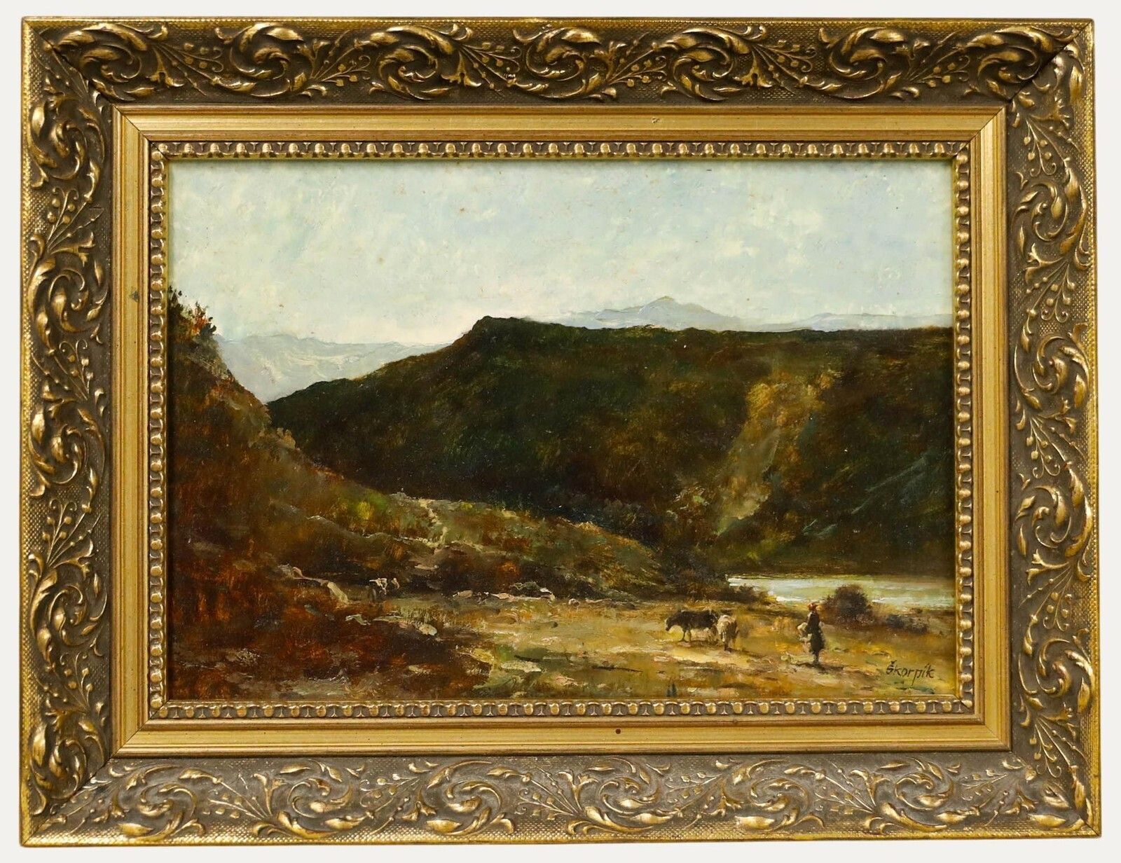 Petr Skorpik (B.1953)   Framed 20th Century Oil, Cattle In The Mountains