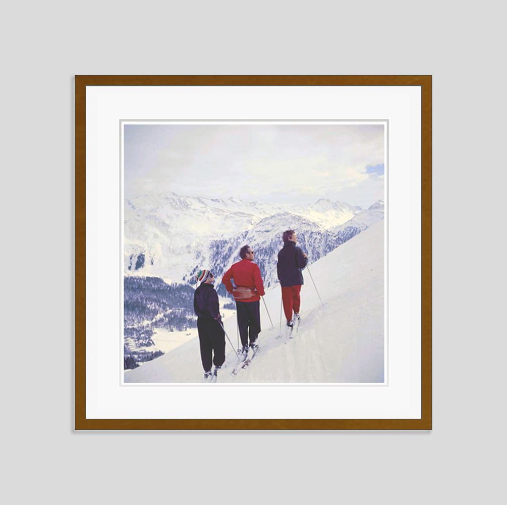 Toni Frissell 'Skiers On The Piste' Archival Pigment Print Framed In Brown photo furniture