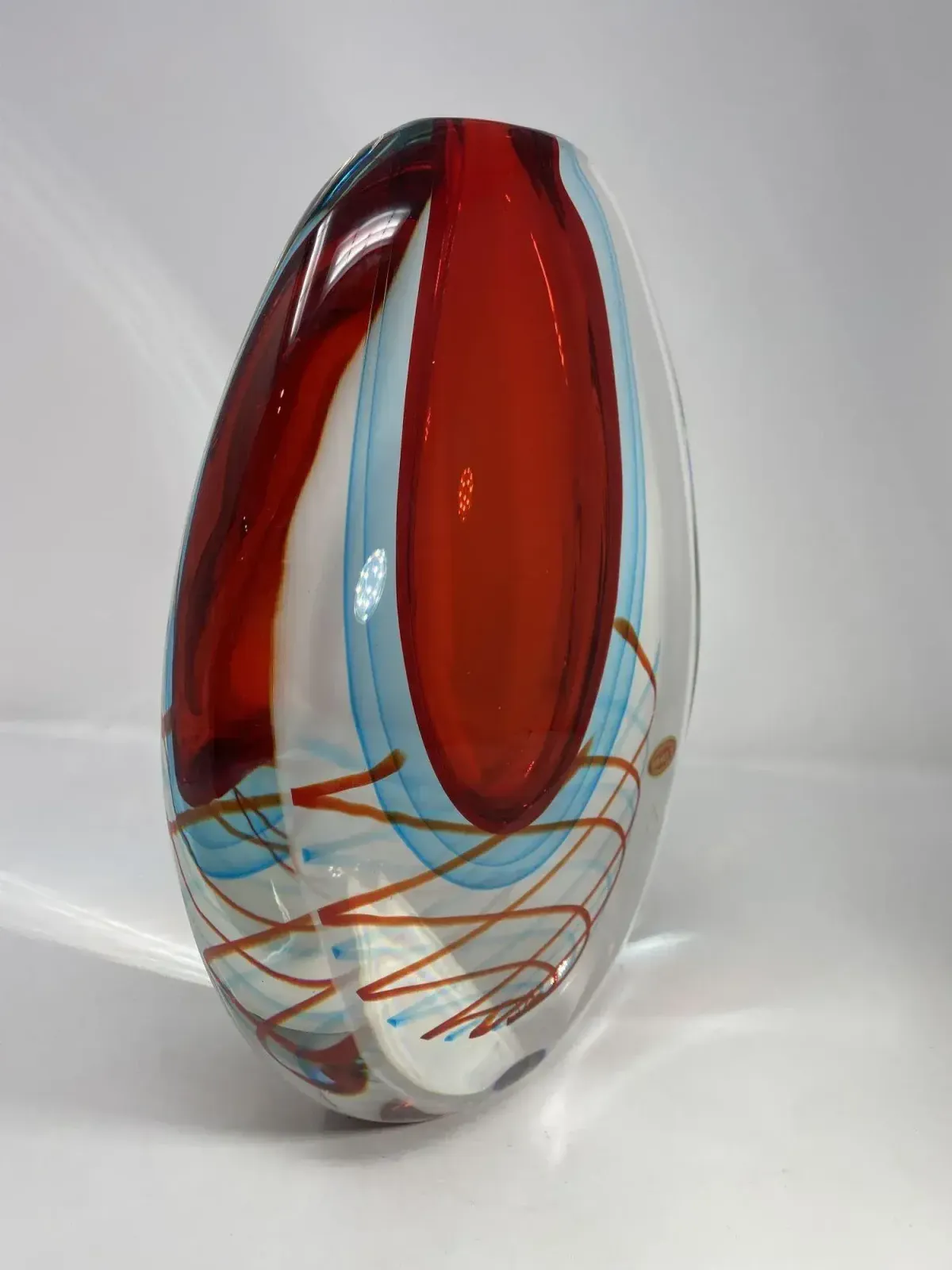 "Vaso Spirale" Murano Glass Sommerso Vase photo buy