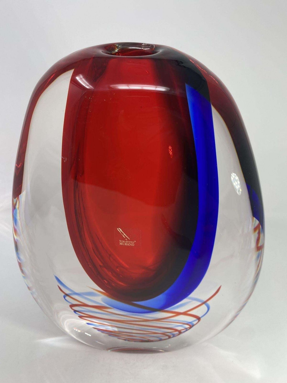 Sommerso Spirale Murano Glass Vase photo vinterior