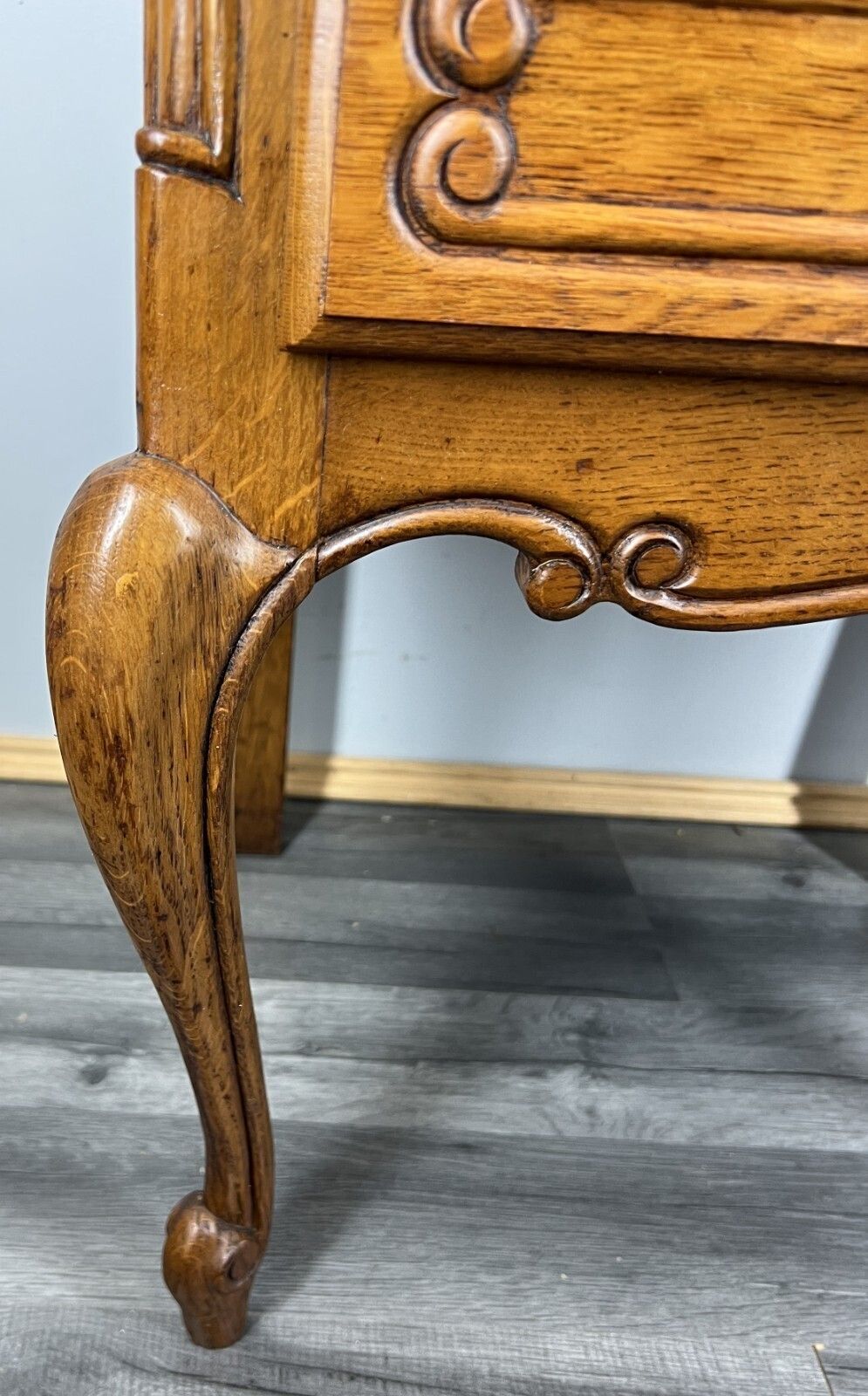 Bedside Table Vintage French Louis XVI Carved Oak Nightstand Cabinet Lot 4531 photo 189.0
