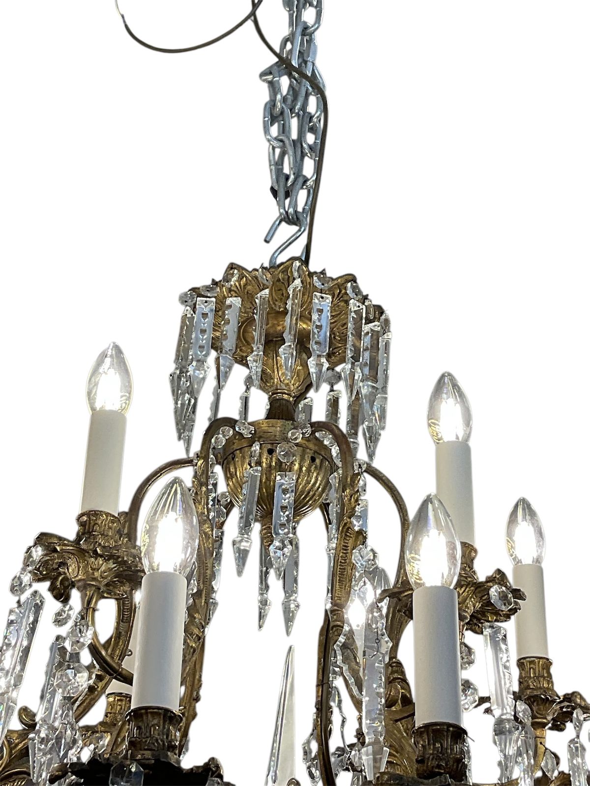French Bronze 1890   1920 18 Lights Chandelier With Ormolu Frame And Baccarat Crystal Drops photo 6500.0