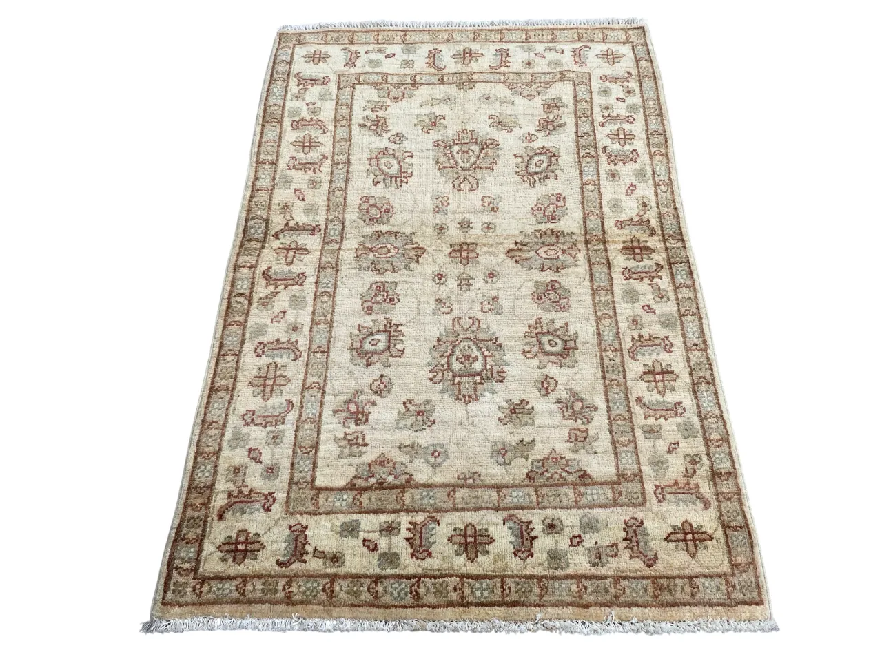 3x4 Oriental Hand Knotted Indian Agra Ivory Rug photo furniture