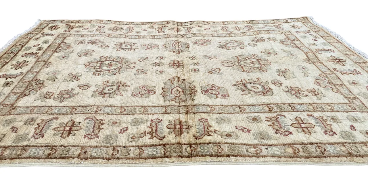 3x4 Oriental Hand Knotted Indian Agra Ivory Rug photo 218.0