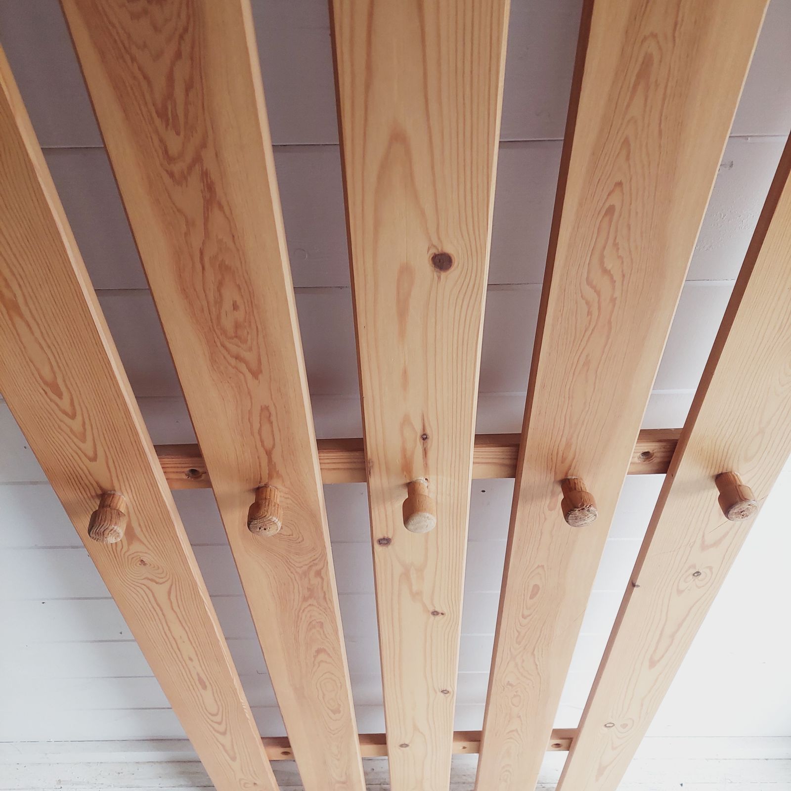 315.0 Mid Century Scandinavian Pine Coat Rack Slatted Wall Panel Tilja,  Karin Mobring Ikea, 1970s photo