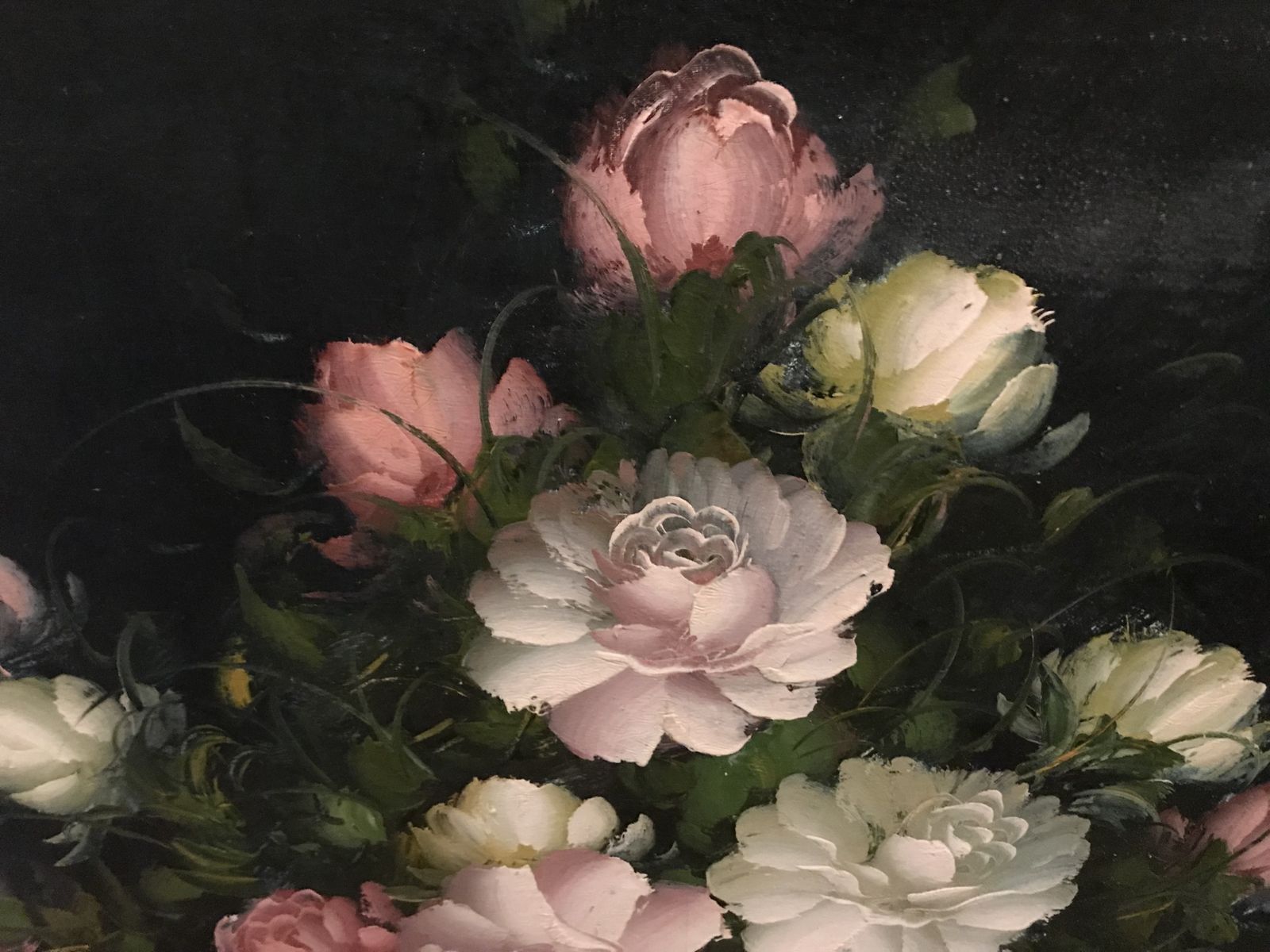 photo buy Vintage Framed Oil On Canvas Colourful Still Life Bowl Flowers