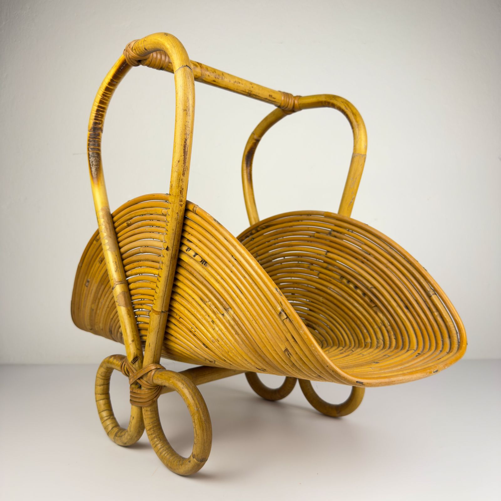 Vintage Bamboo Magazine Rack By Vivai Del Sud, Italy 1960s