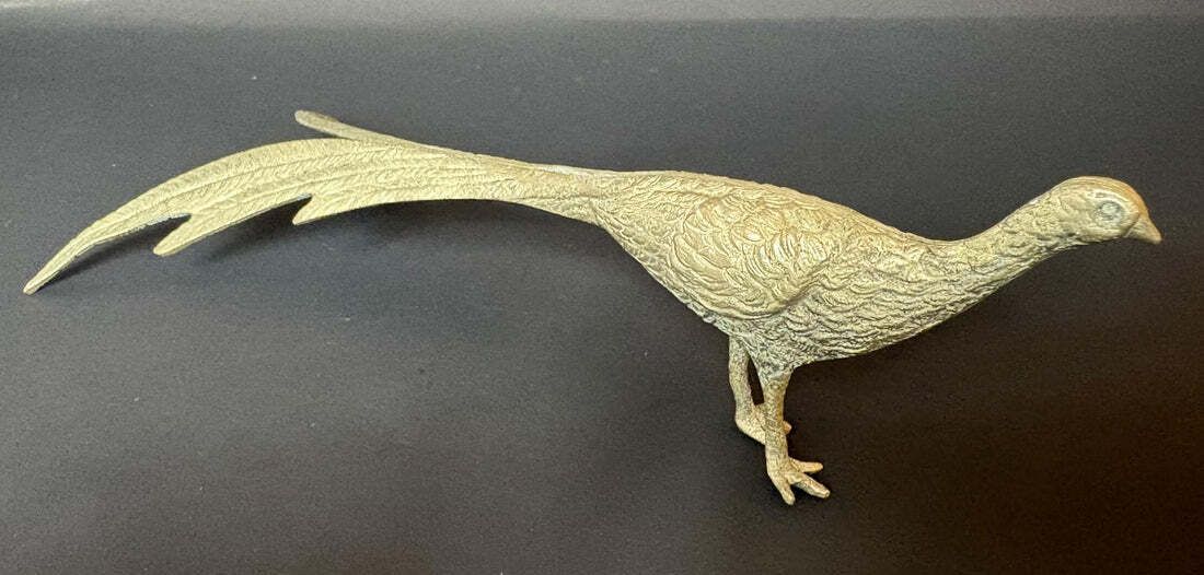 Pair Of Silver‑Plated Pheasant Ornaments, C.1950s–70s, 20 Cm photo 75.0