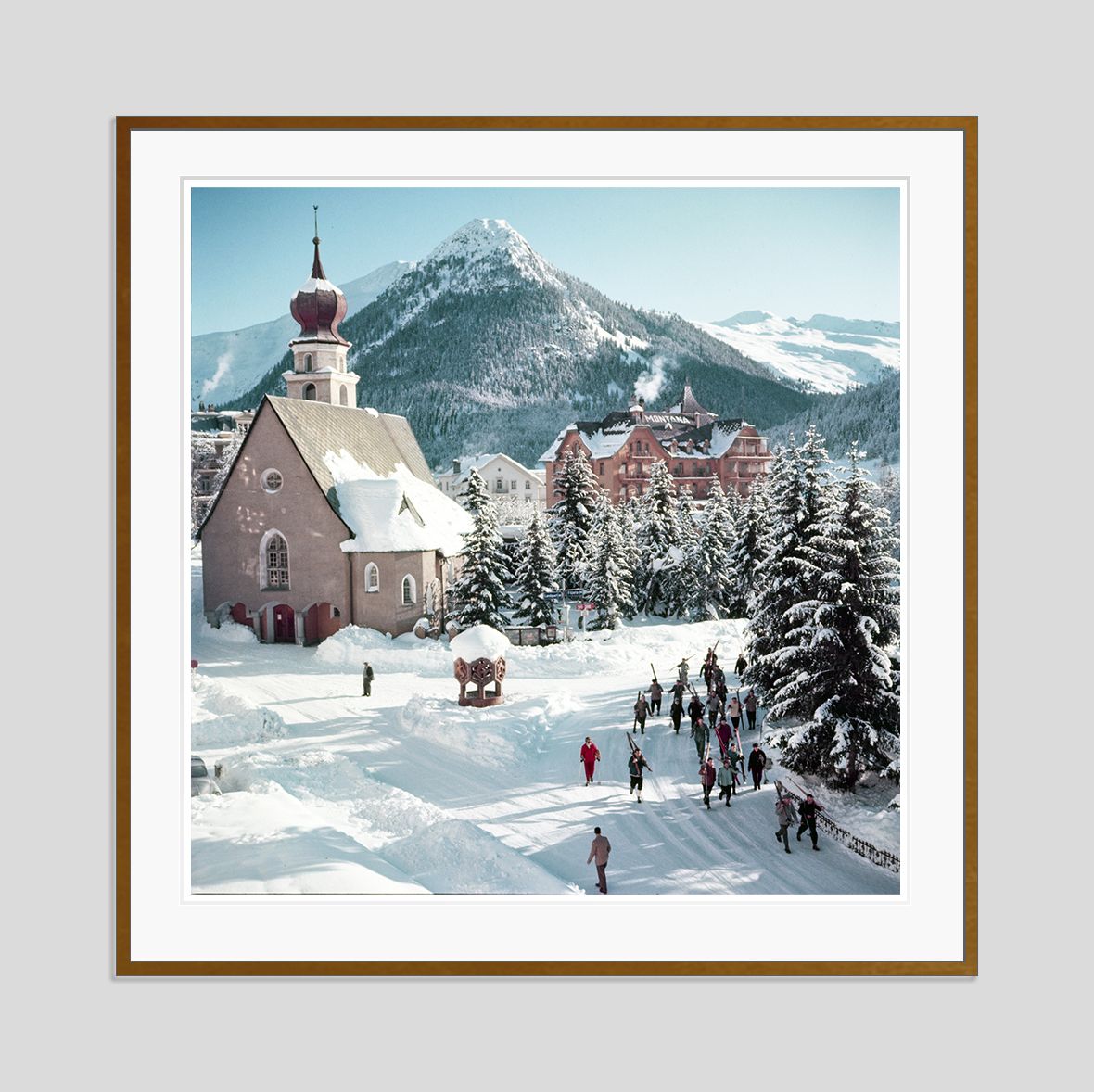 Toni Frissell 'Klosters Promenade' Archival Pigment Print Framed In Brown photo furniture