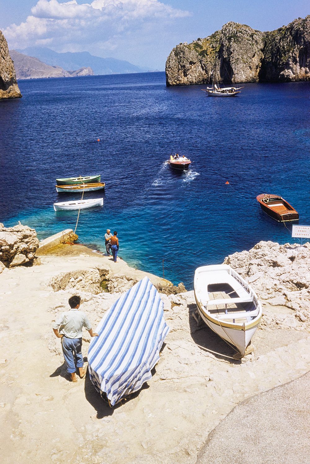 Toni Frissell 'Capri Boats' Archival Pigment Print Framed In Brown