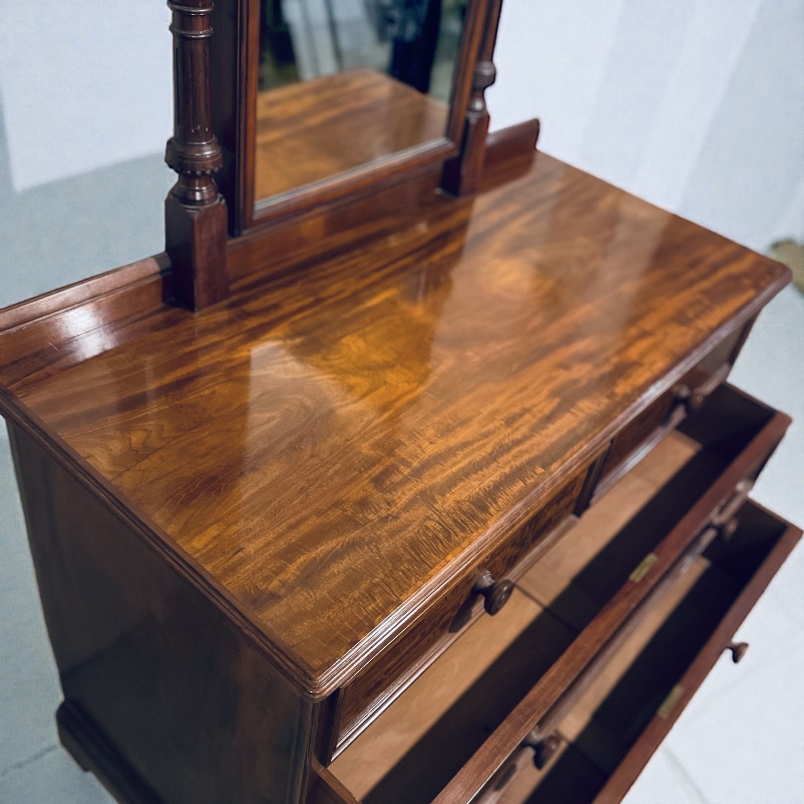 Restored Victorian Chest Of Drawers Dresser With Mirror Gillows 1880s photo buy