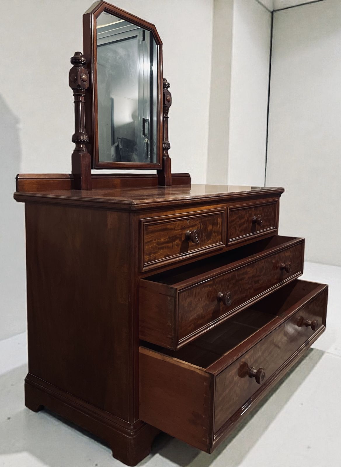 Furniture Restored Victorian Chest Of Drawers Dresser With Mirror Gillows 1880s photo