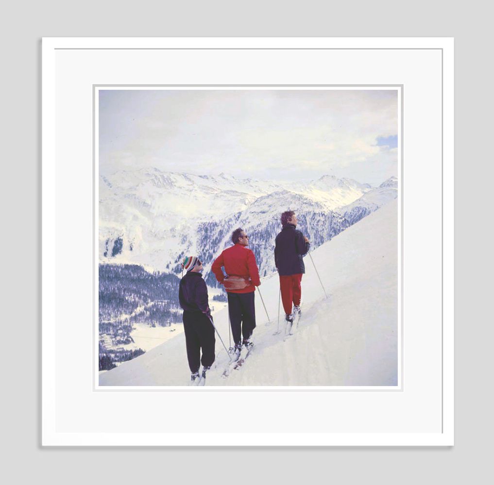 Toni Frissell 'Skiers On The Piste' Archival Pigment Print Framed In White photo furniture