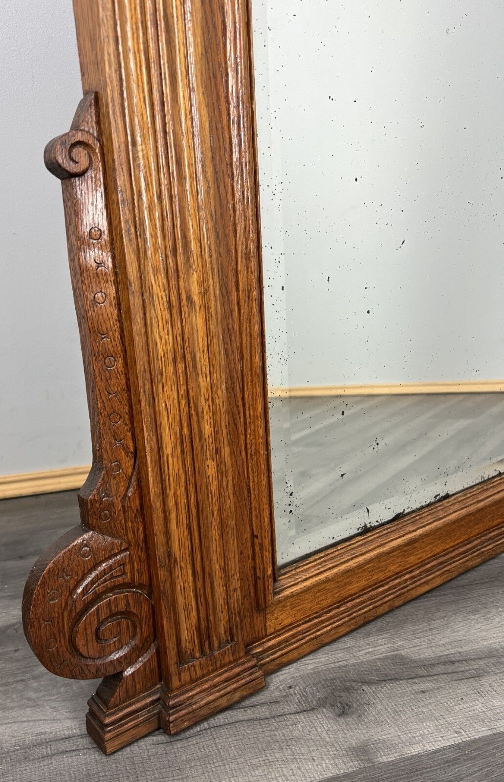 Antique French Style Carved Wall Mirror Oak Ornate Wall Frame photo Home Decor