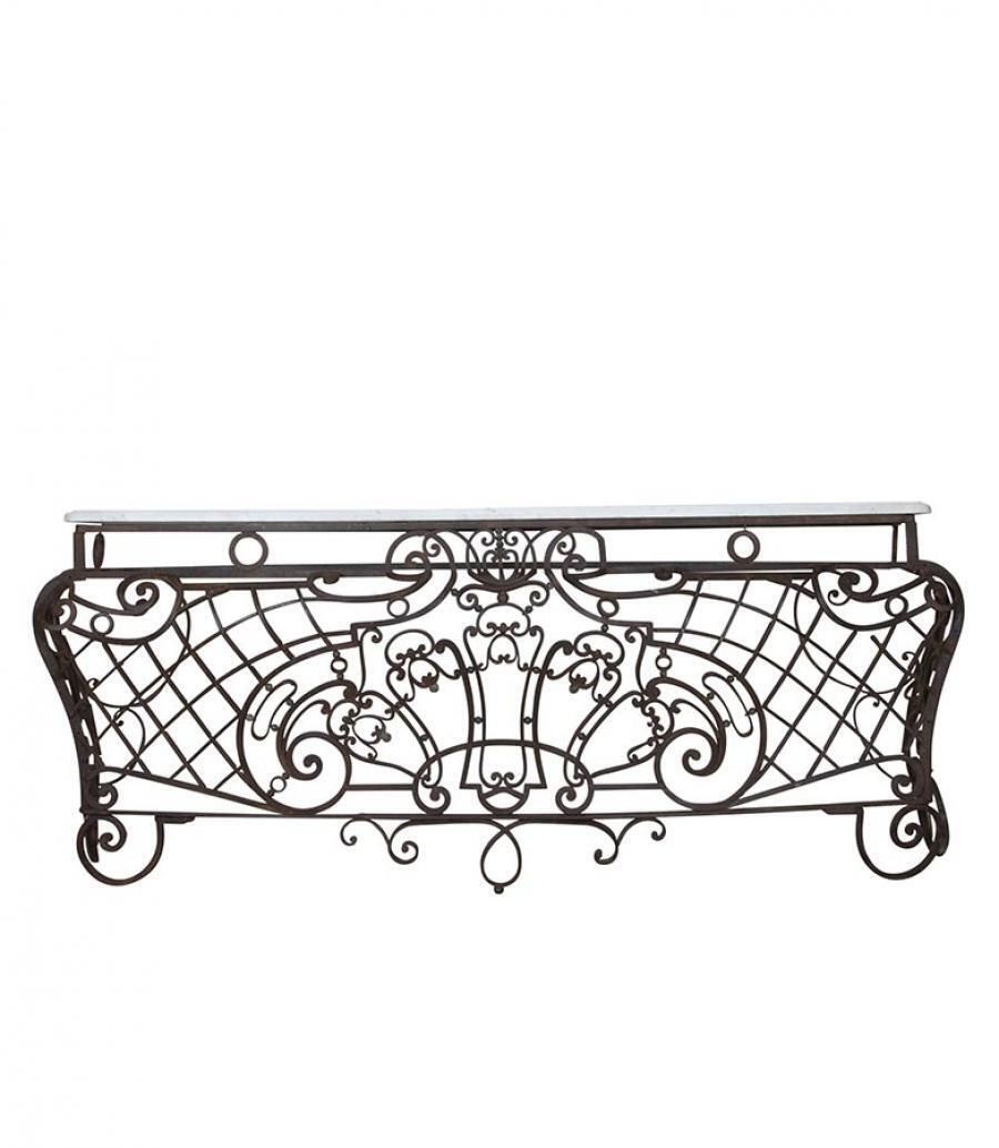 Large Late 18th Century French Hand Forged Iron Balcony Console