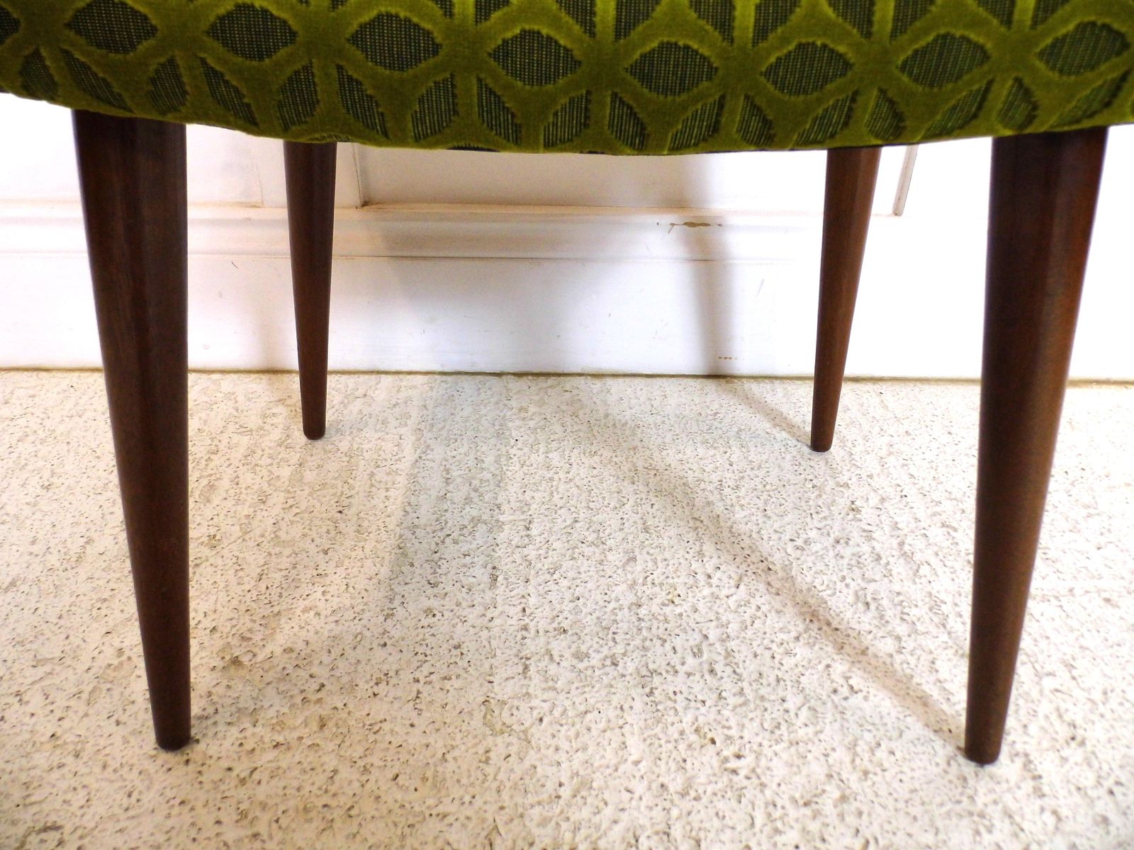 Vintage Freshly Upholstered Midcentury Danish Stool Geometric Velvet Fabric 1960 photo buy