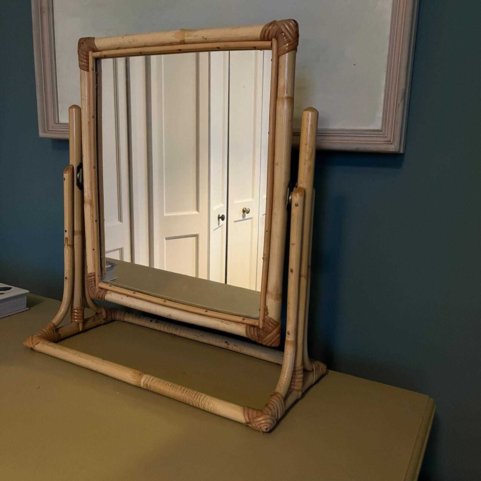 Vintage Angraves Bamboo Framed Mirror On Stand