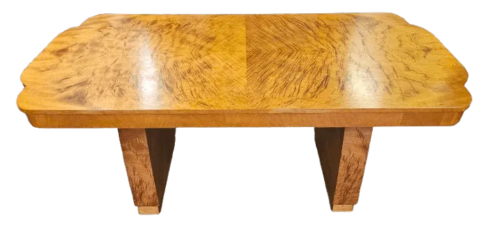 Art Deco Dining Table With Cloud Shape Ends And Tiger Wood Grain Finish photo buy