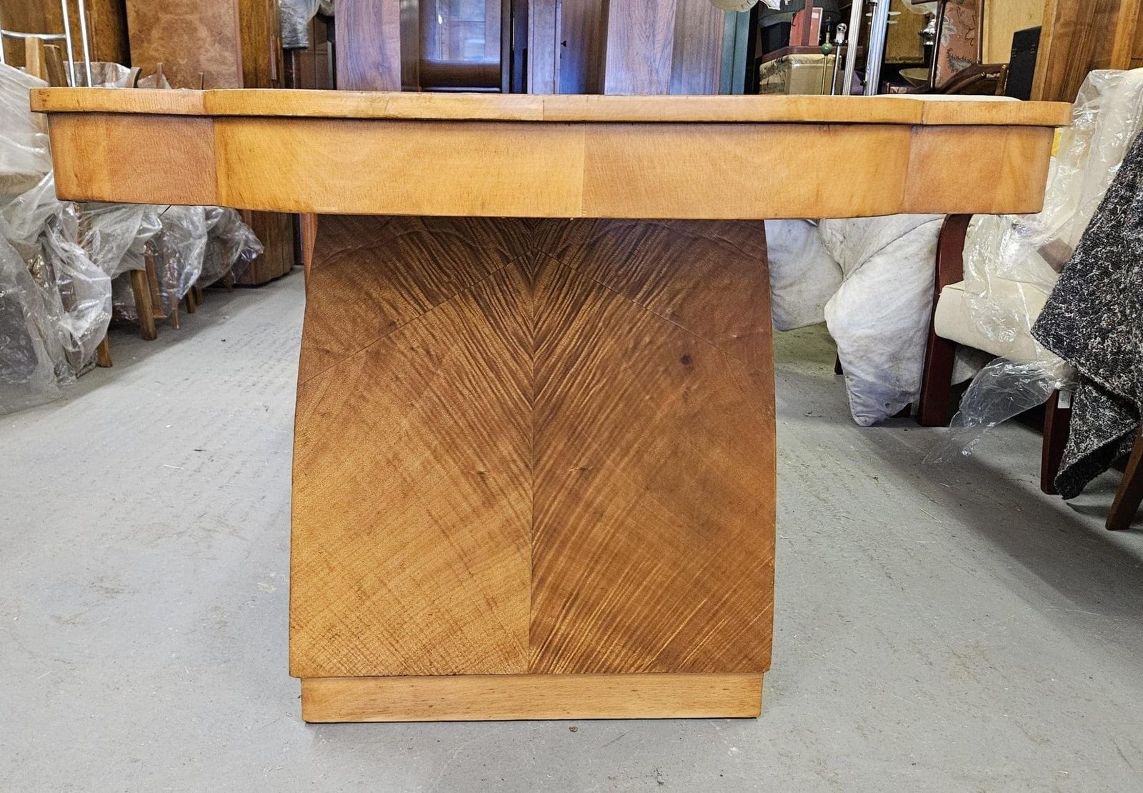 photo buy Art Deco Dining Table With Cloud Shape Ends And Tiger Wood Grain Finish