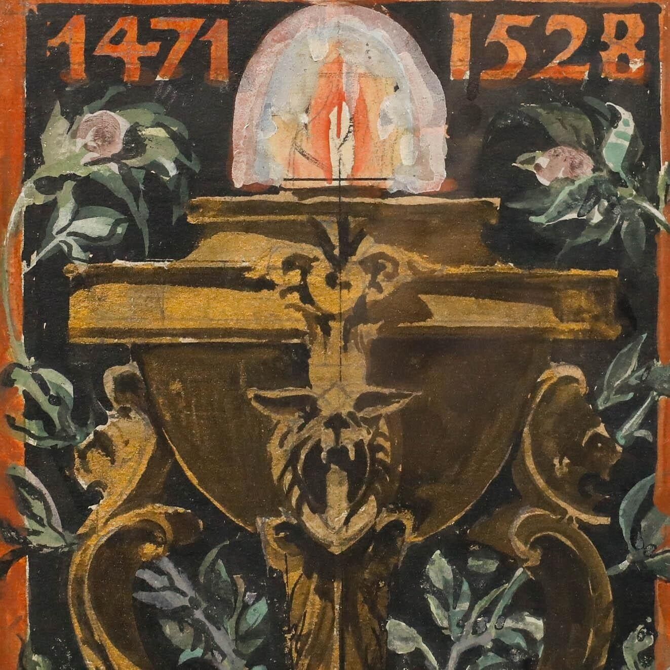 Adolf Schill (1848 1911)   Late 19th Century Watercolour, Memorial To Dürer I photo Art