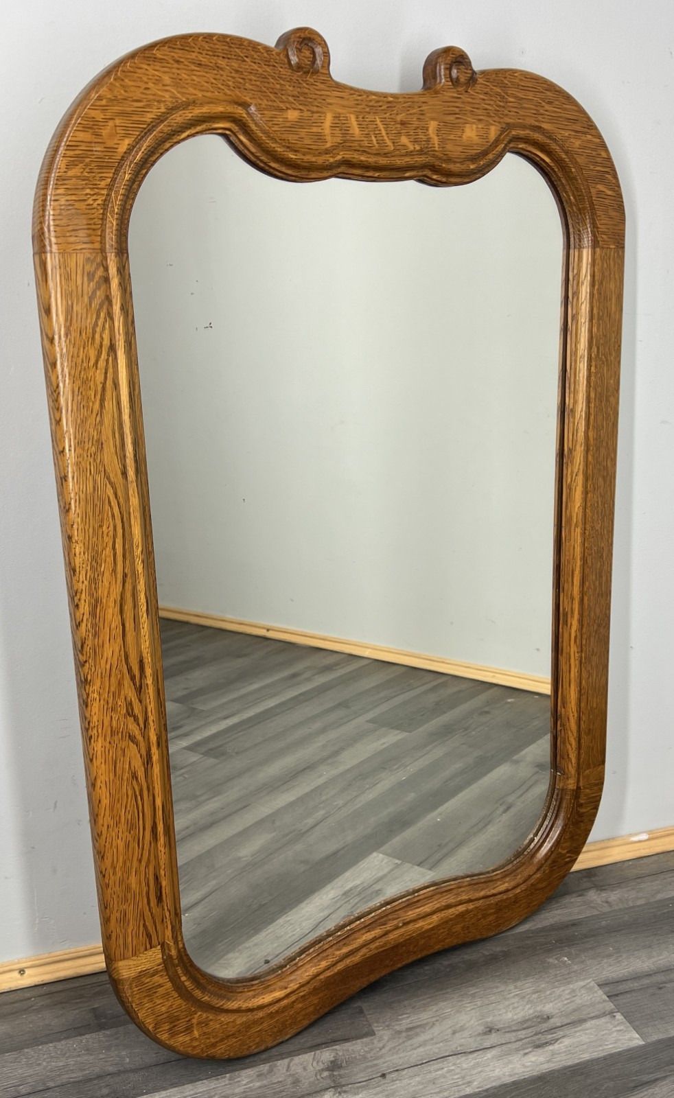 Vintage French Style Carved Wall Mirror Oak Ornate Wall Frame Lot 4545