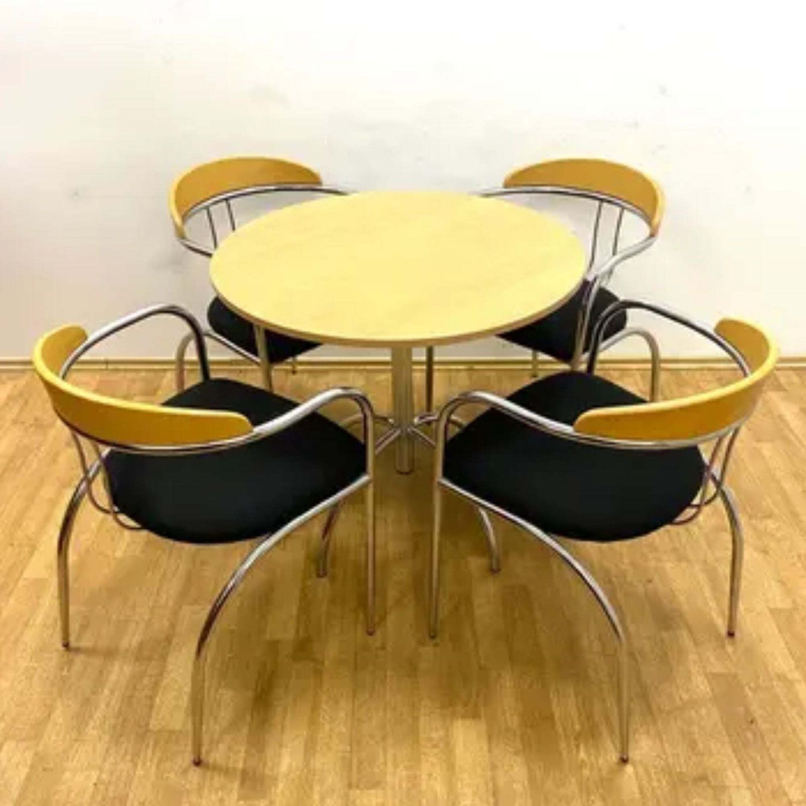 Retro Dining Set, Chrome Tube Frame, 1980s photo 1080.0