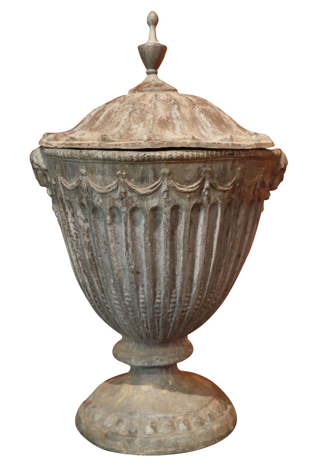 A Good Pair Of Early 20th Century Adam Style Lead Garden Urns With Covers photo for sale