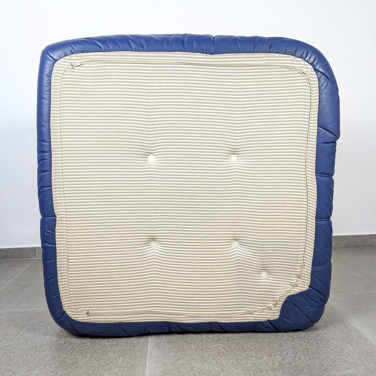 Furniture Michel Ducaroy Ligne Roset Togo Corner Sofa, French Blue Leather, 1980s photo