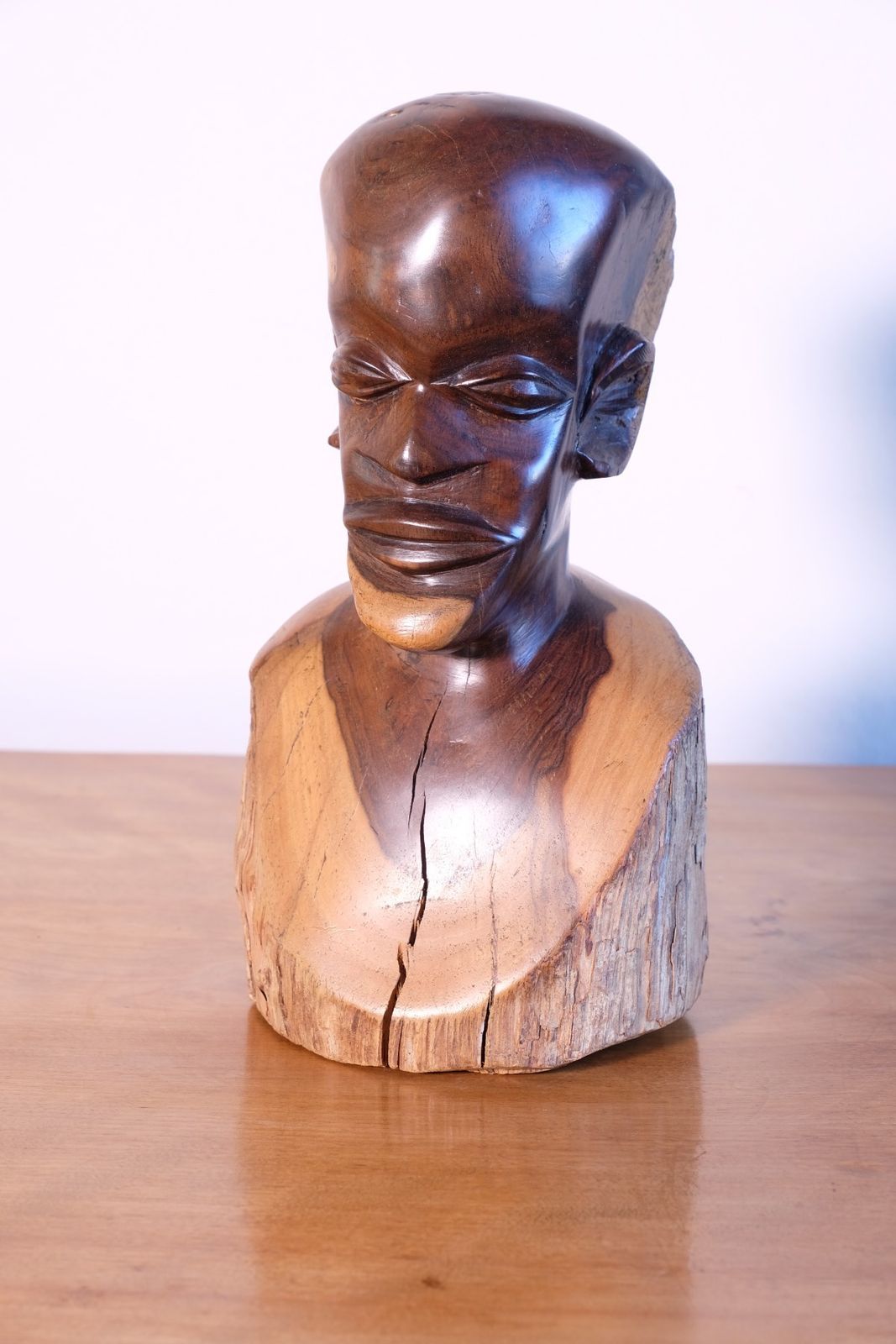 Hand Carved Makonde Wood Bust – East African Tribal Sculpture photo furniture