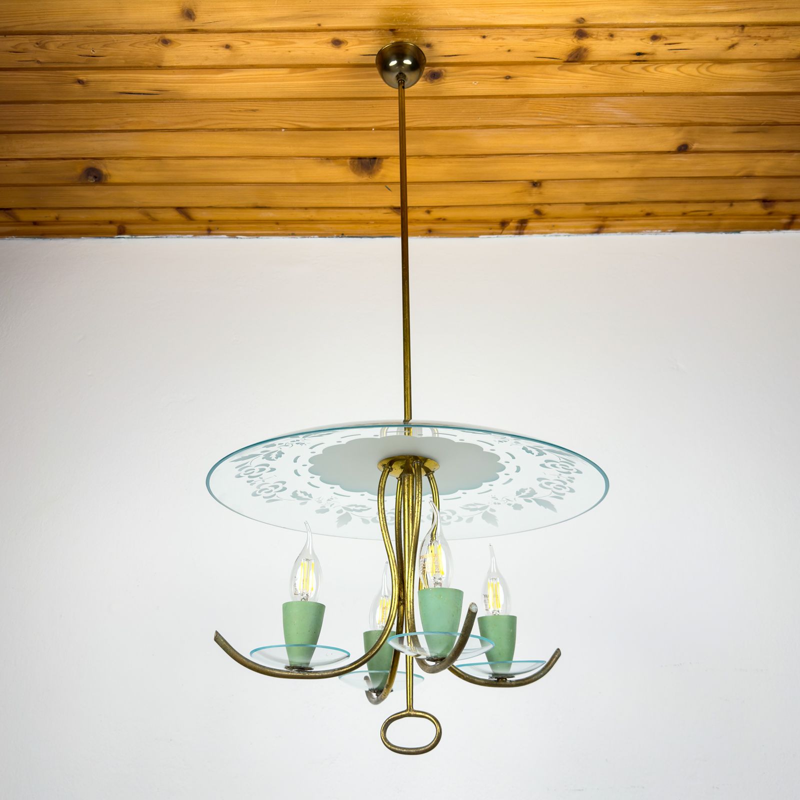 Vintage Chandelier By Pietro Chiesa For Fontana Arte, Italy 1930s photo for sale