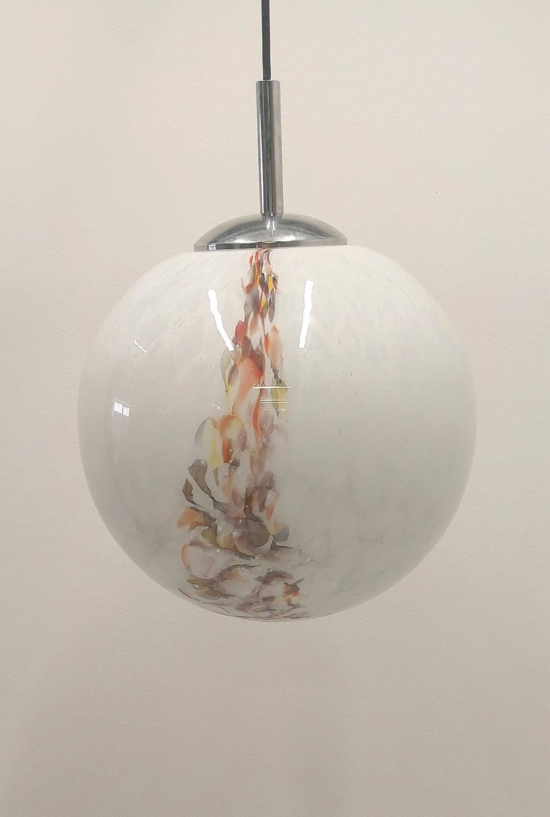 Ball Pendant Lamp / Marbled Glass Pendant/ Pendant Lighting /Marbled Glass Pendant Lamp / 1970s