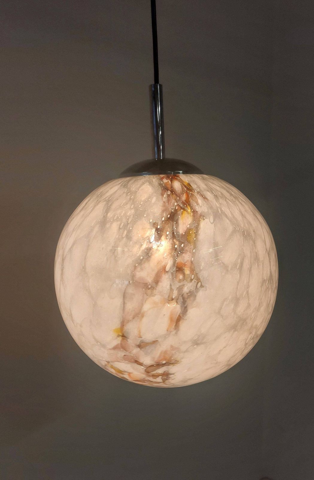 Ball Pendant Lamp / Marbled Glass Pendant/ Pendant Lighting /Marbled Glass Pendant Lamp / 1970s photo buy