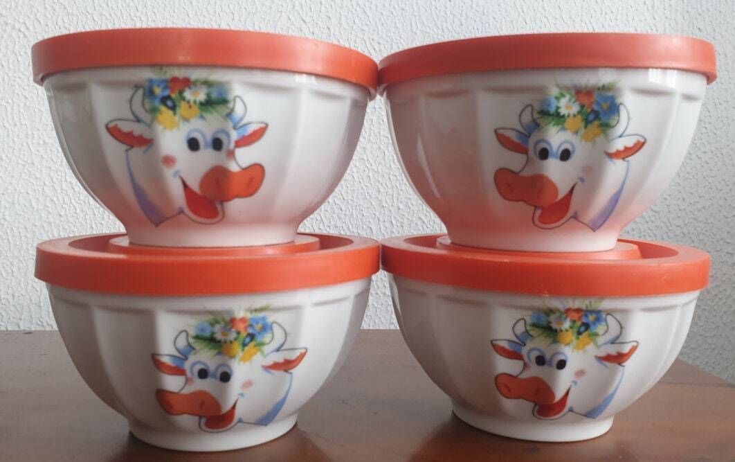 1 Of 4 Kinder Lada Breakfast Bowls / Made In Yugoslavia / My Little Cow / Classic Yugo History photo buy