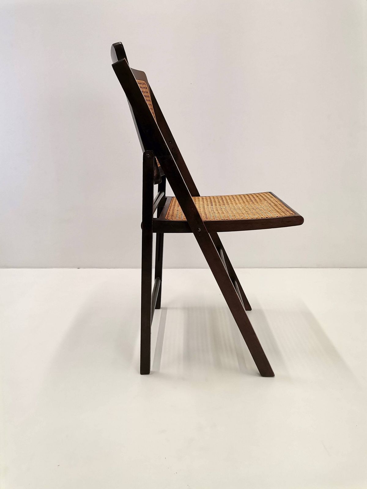 Mid Century Rattan Folding Chair / Rattan And Wood Desk Chair / Vintage Italian Theatre Chair photo Furniture
