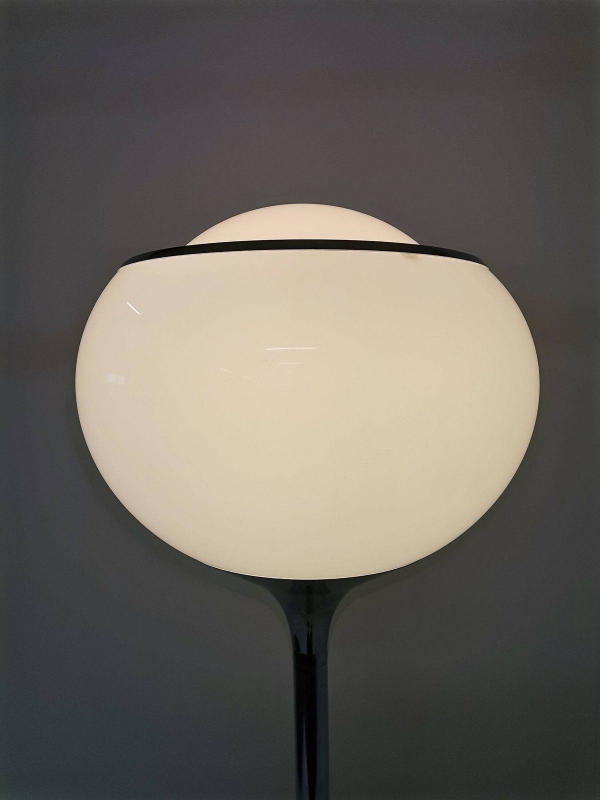 Midcentury Bud Floor Lamp By Meblo Guzzini / White Sphere And Chrome Floor Lamp / 70s Italian Design Made In Yugoslavia photo furniture
