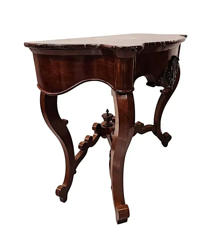 photo for sale A Rare And Fine Pair Of 19th Century Mahogany Marble Top Console Tables