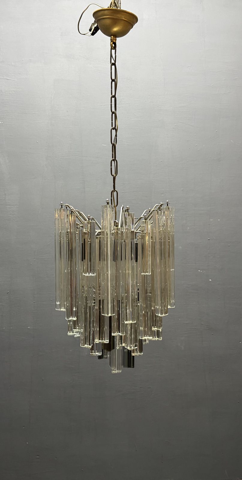 Murano Glass Trilobi Chandelier 1970’s photo vintage
