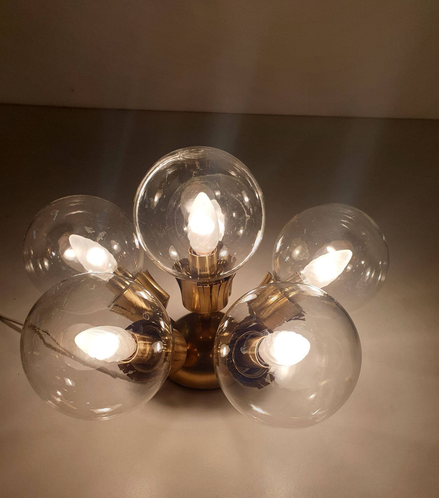 photo furniture 1 Of 3 Brass And Glass Light Fixtures / Style Of Space Age/ 1960s And 1970s / Atomic Age / Sputnik Design