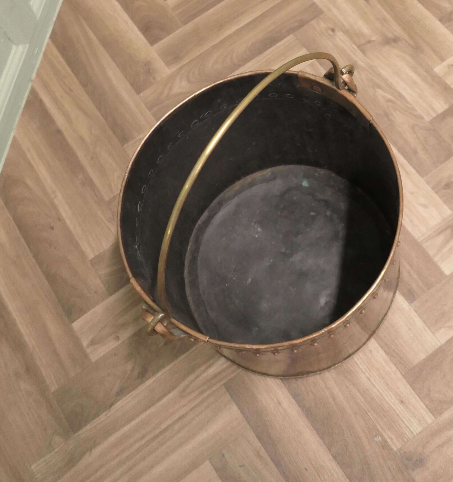 19th Century Copper Coal Bucket photo Home Decor