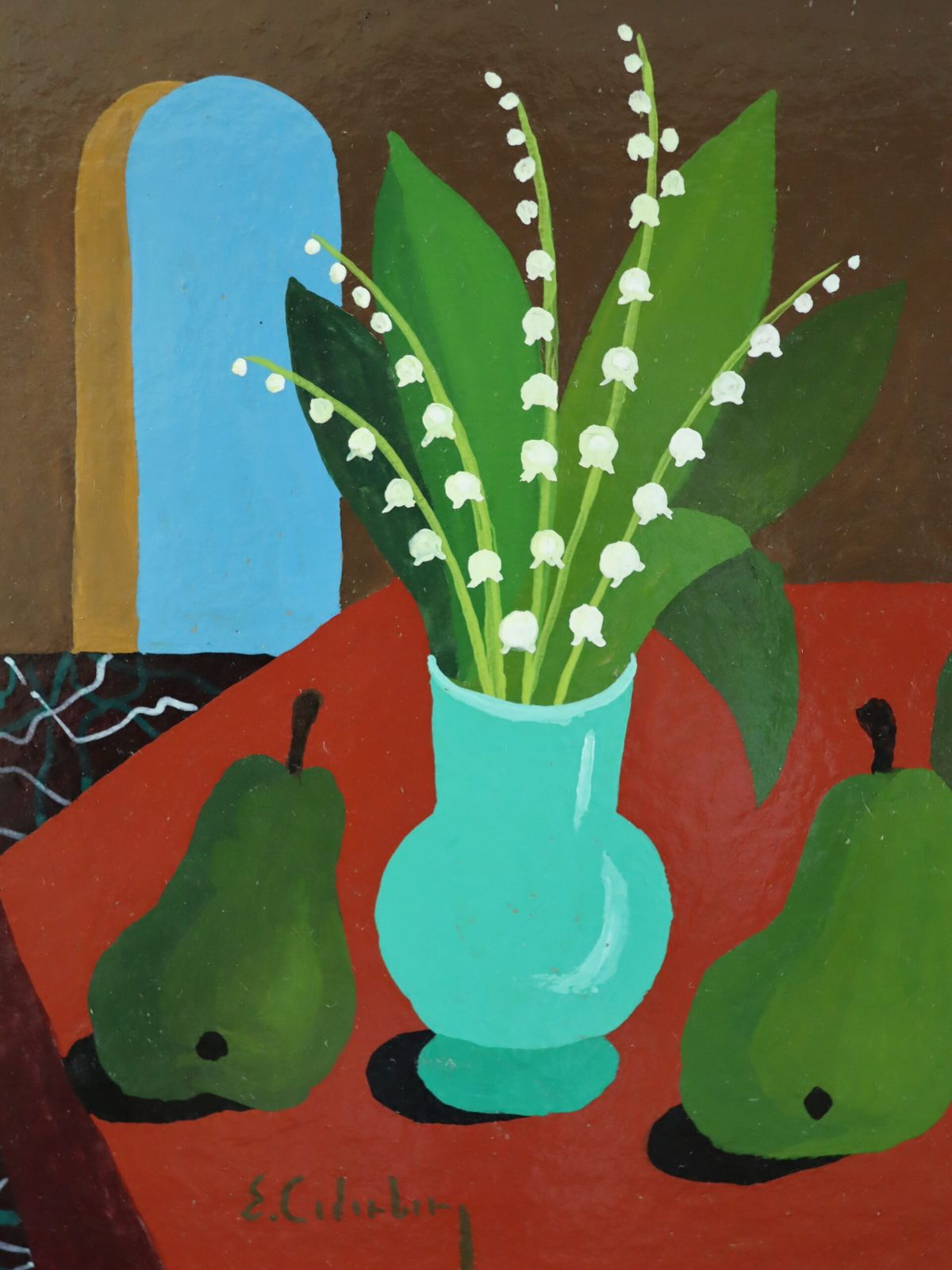 Lily Of The Valley With Pears Painting photo vintage
