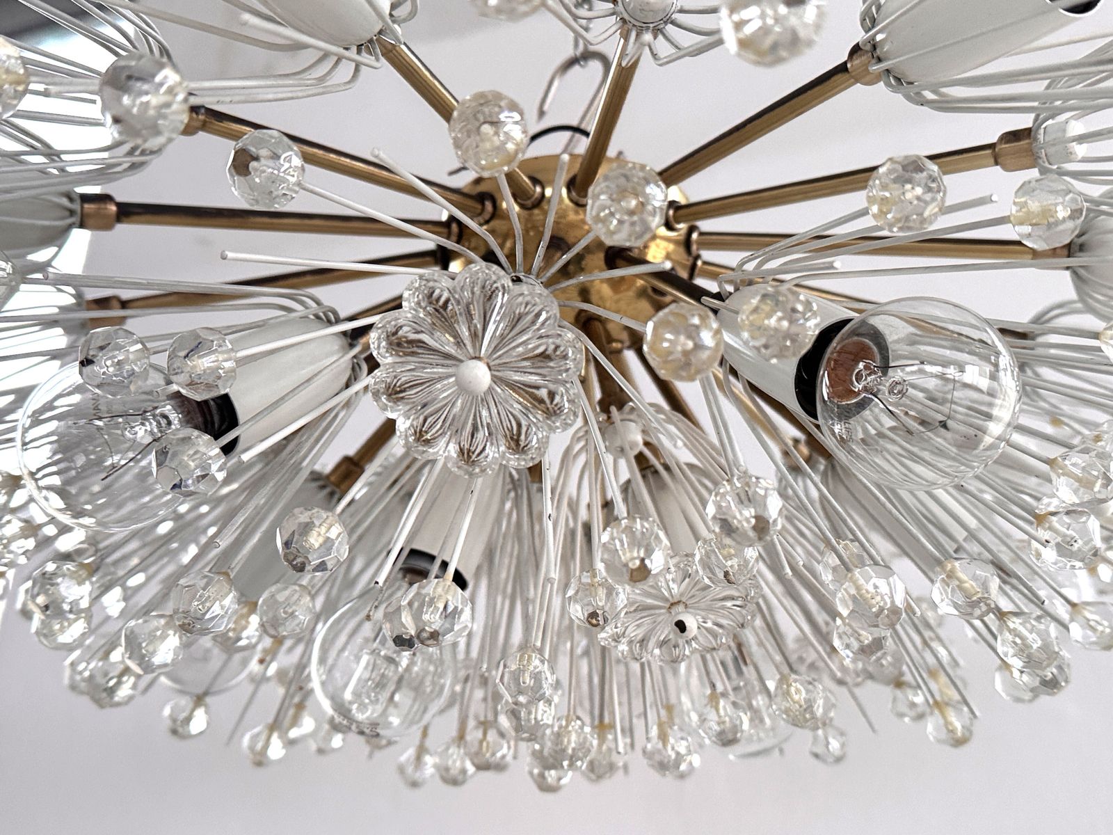 Large Emil Stejnar Brass And Glass Sputnik Starburst Flush Mount Light, 70s photo Lighting