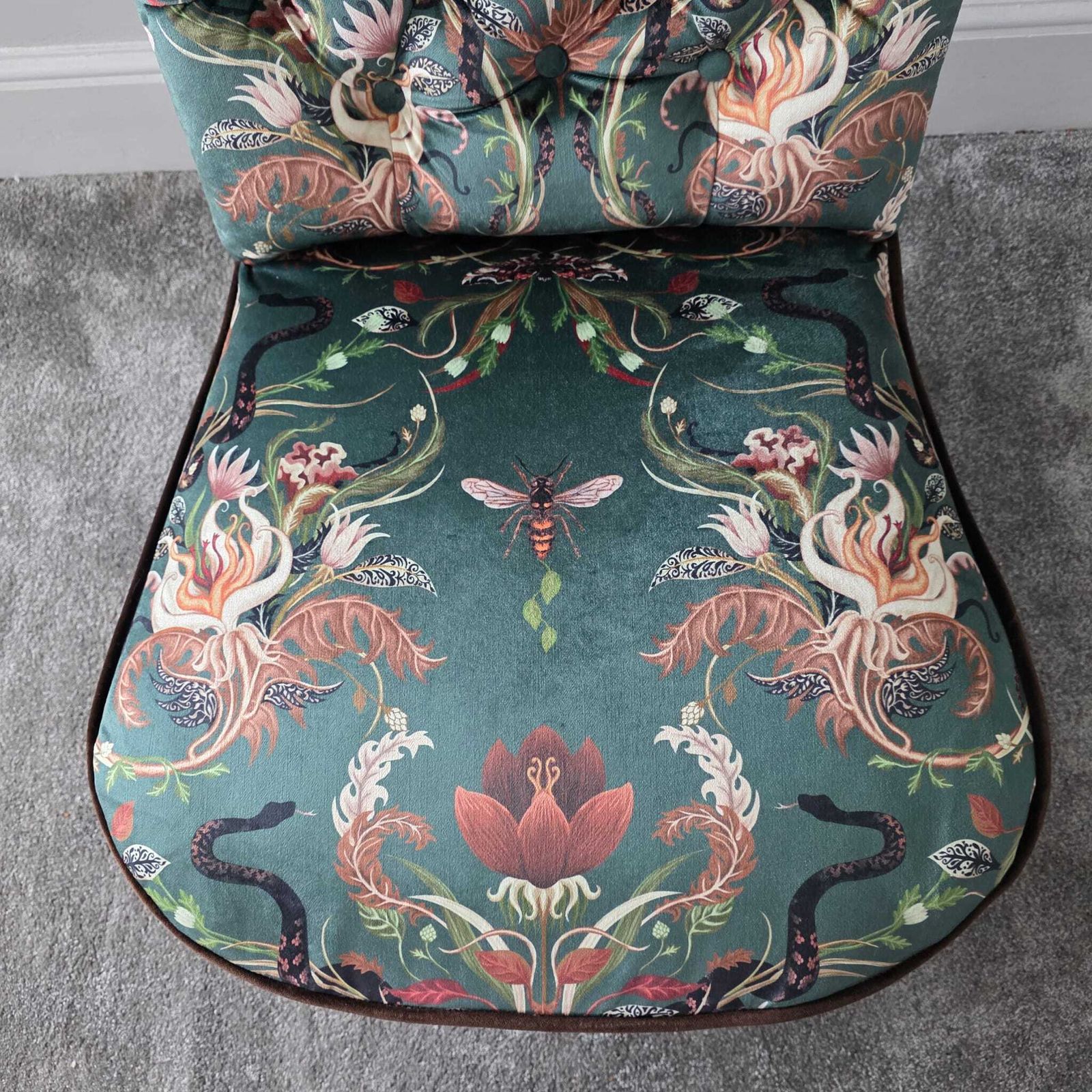 Antique Scroll Back Chair  Seat   Newly Upholstered In Becca Who Designed Velvet. photo 650.0