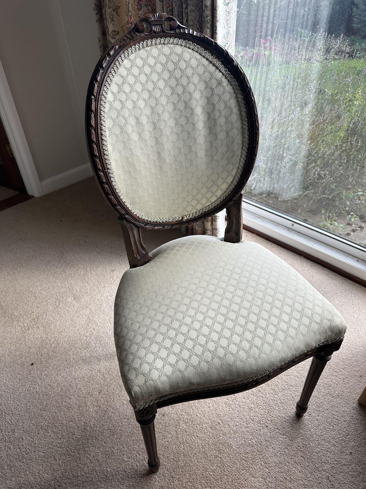 French Empire Style Pair Of Carvers C. 1890 + Set Of Six Upholstered Back French Empire Style Dining Chairs с. 1880