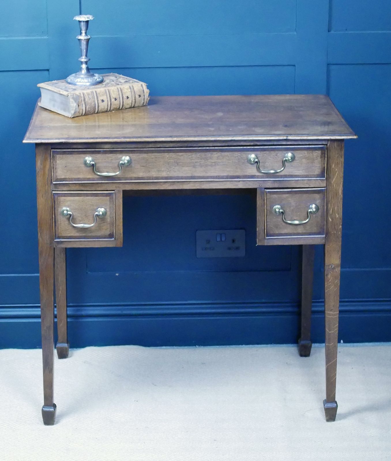 Furniture George III Oak Banded Lowboy Side Console Hall Table photo