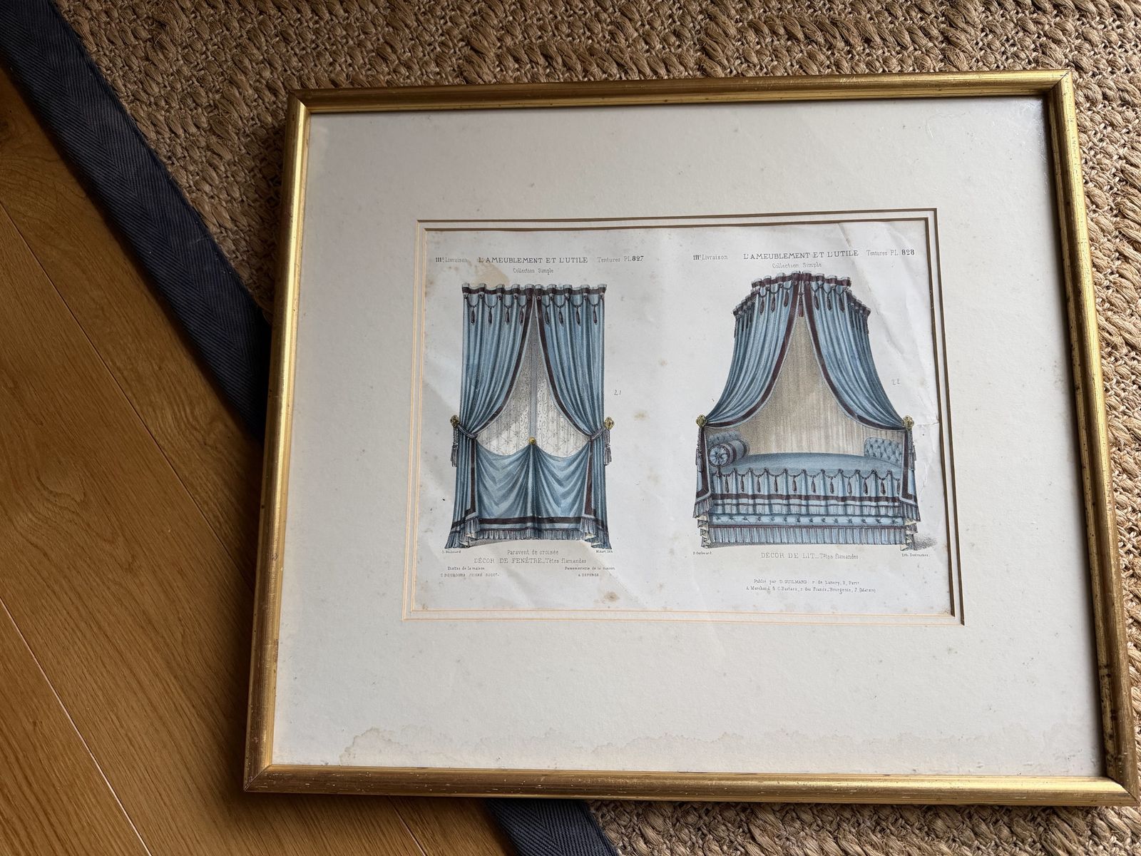 Set Of 3 Framed French Antique Interiors Prints photo furniture