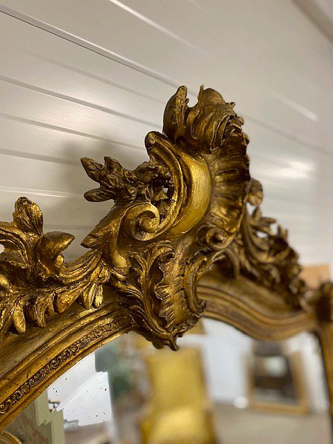 Oversized Antique French Rococo Giltwood Mirror, C.1880 (210×140 Cm) photo for sale