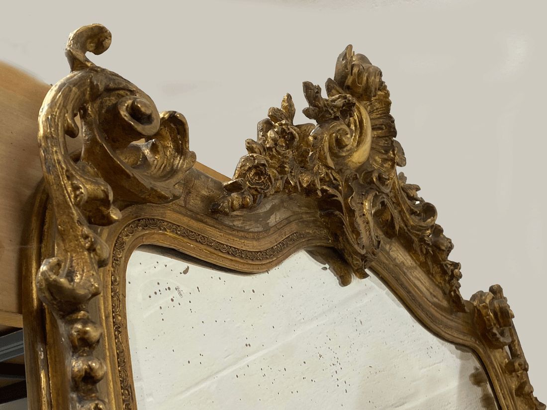 Oversized Antique French Rococo Giltwood Mirror, C.1880 (210×140 Cm) photo vinterior