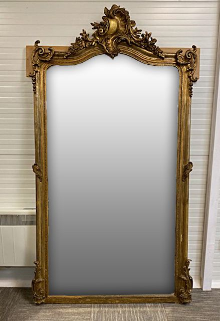 Oversized Antique French Rococo Giltwood Mirror, C.1880 (210×140 Cm)