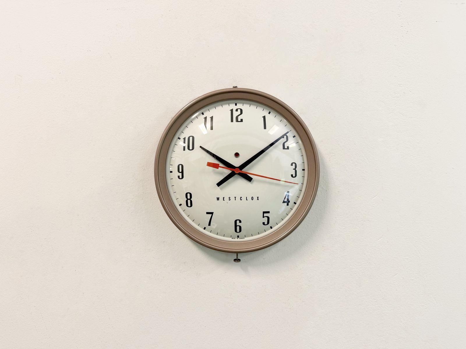 Brown Industrial Electric Station Wall Clock From Westclox , 1960s photo furniture