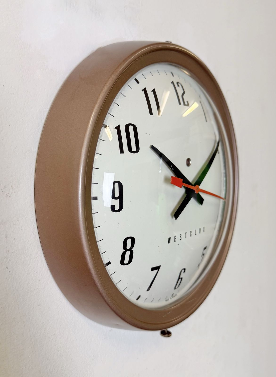 Brown Industrial Electric Station Wall Clock From Westclox , 1960s photo 289.0